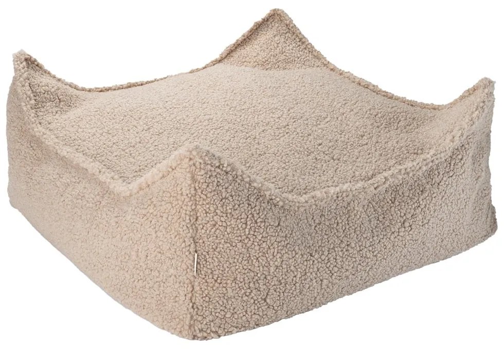 Fotoliu puf pentru copii maro deschis cu tapițerie din țesătură bouclé Square – Wigiwama