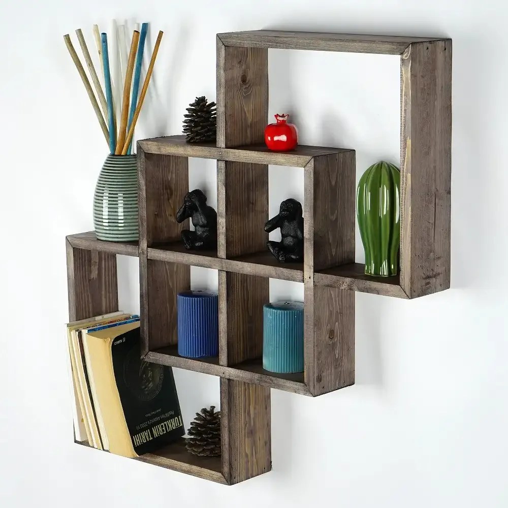 Raft de perete din lemn Karo Homs, maro 69 cm