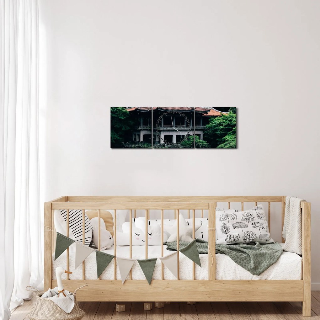 Tablou cu grădina japoneză națională (cu ceas) (90x30 cm)