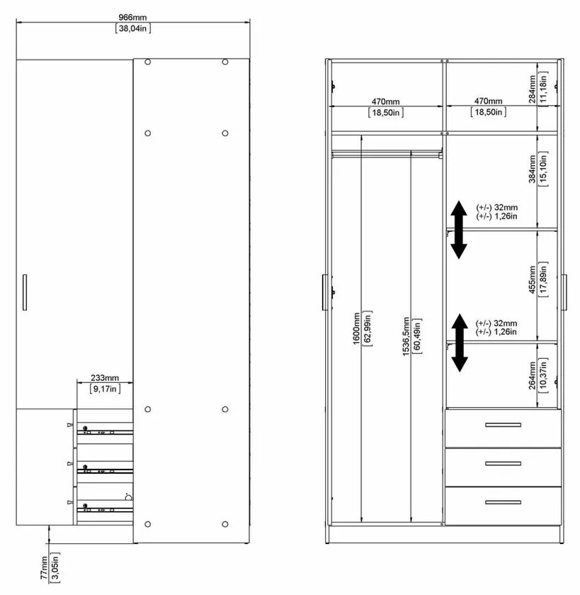 Dulap pentru haine Spike, gri