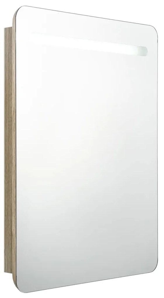 326507 vidaXL Dulap de baie cu oglindă și LED, stejar, 60x11x80 cm