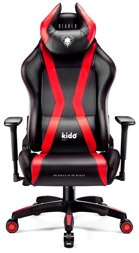 Scaun pentru copii Kido by Diablo X-Horn 2.0: negru-roșu Diablochairs