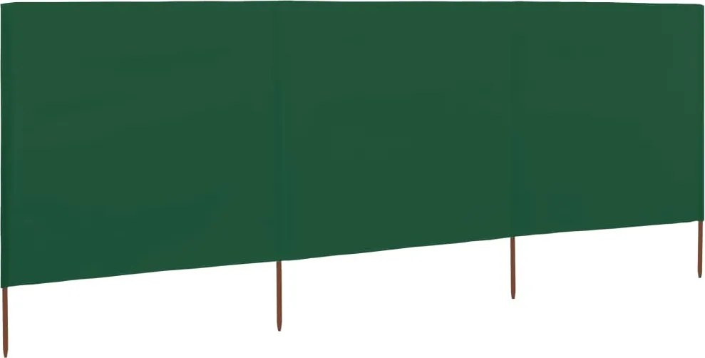 vidaXL Paravan anti-vânt cu 3 panouri, verde, 400x120 cm, textil