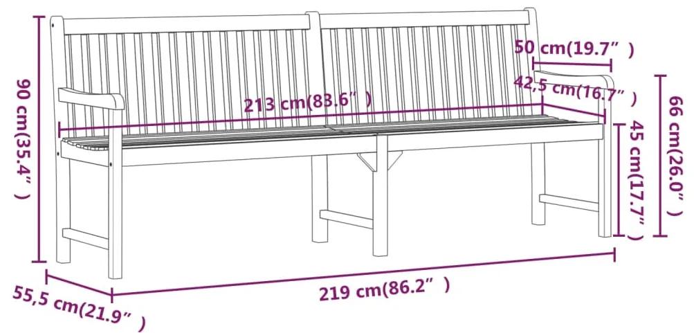 Banca de gradina, 219 cm, lemn masiv de acacia 219 x 55.5 x 90 cm, 1, 219 x 55.5 x 90 cm