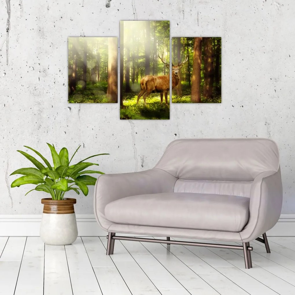 Tablou cu cerbul în pădure (90x60 cm)