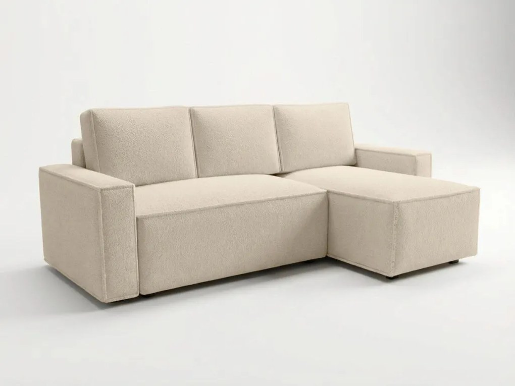 Canapea extensibila de colt SMART BOUCLE, crem, reversibila, 232x143 cm