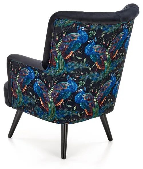 Fotoliu Pagoni velvet negru - H95 cm