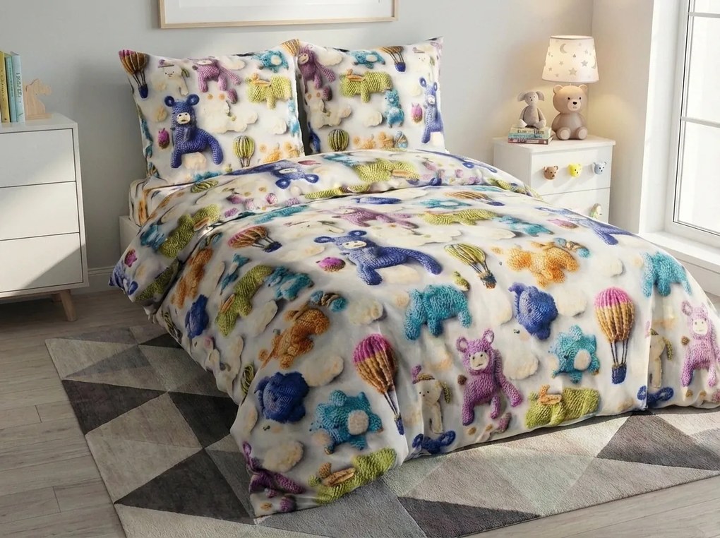 Lenjerie de pat din microfibra pentru copii WOOLIMALS colorata Dimensiune lenjerie de pat: 70 x 80 cm | 140 x 200 cm