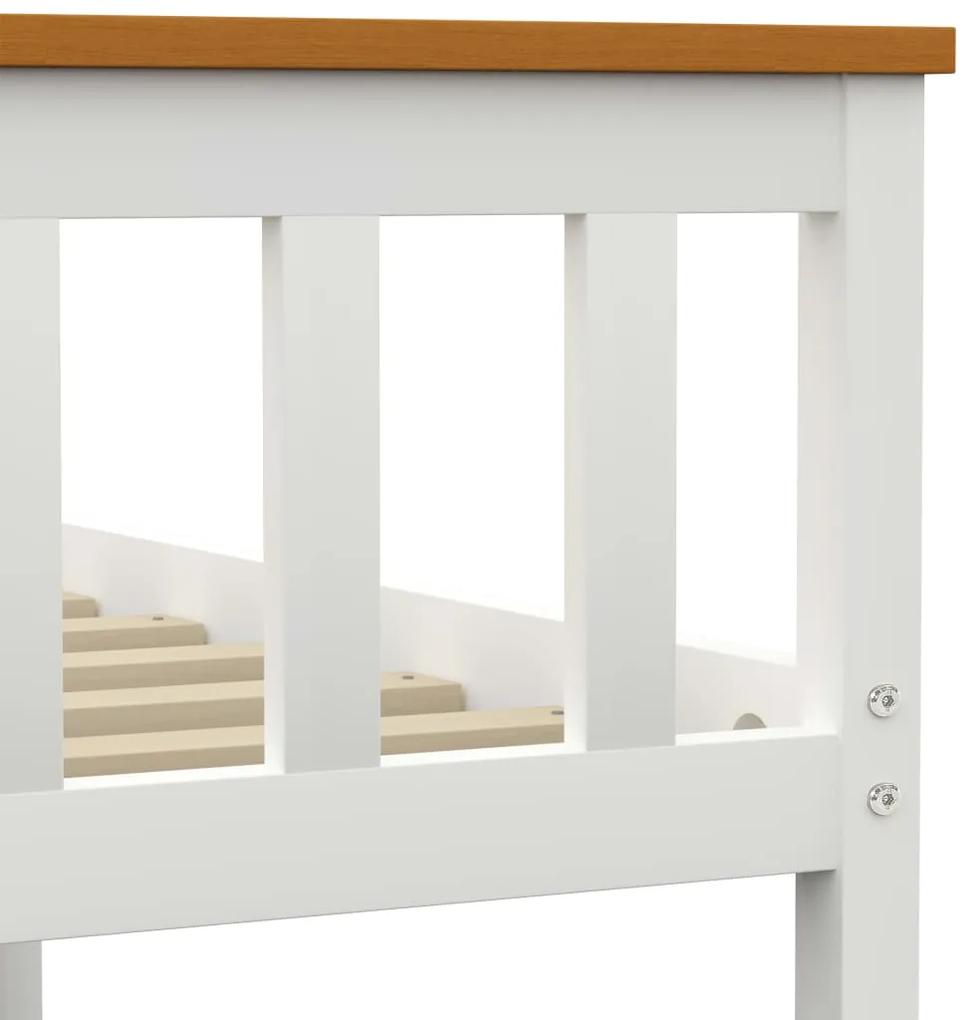 Cadru de pat, alb, 100 x 200 cm, lemn masiv de pin Alb si maro, 100 x 200 cm