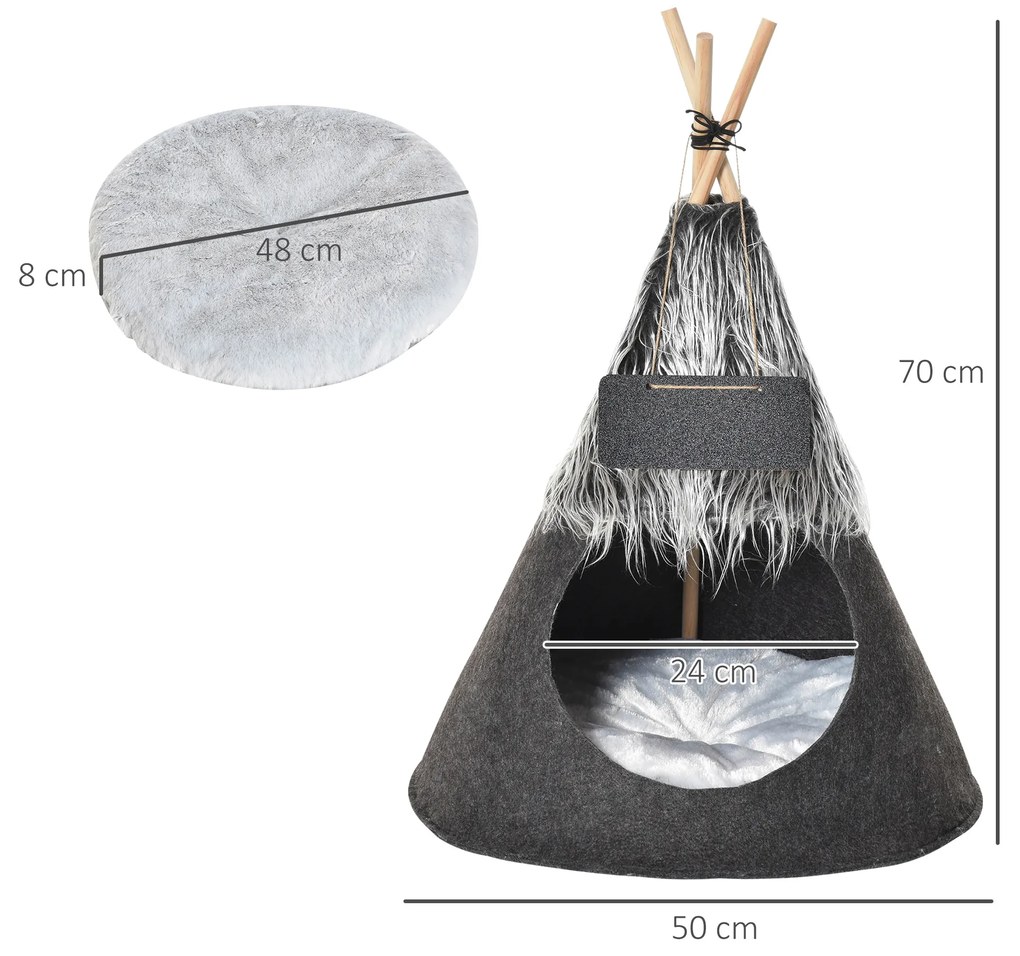 Cort pentru caini si pisici pana la 6 kg, 50x50x70 cm PawHut | Aosom RO