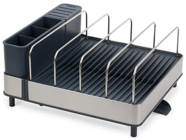 Uscător de vase Joseph Joseph 851690, Extensibil, Scurgere, Compartiment pentru cuțite, Pliabil, Gri închis/inox
