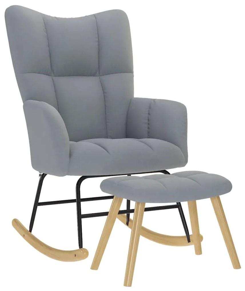 vidaXL Scaun balansoar cu taburet, gri deschis, textil