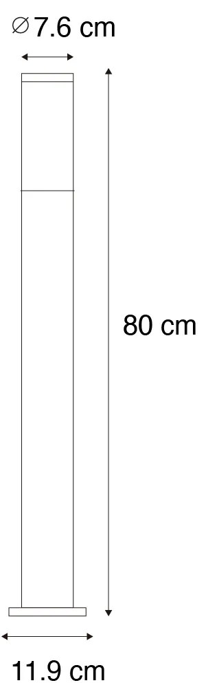 Lampă de stâlp exterioară modernă din oțel cu opalin 80 cm IP44 - Rox