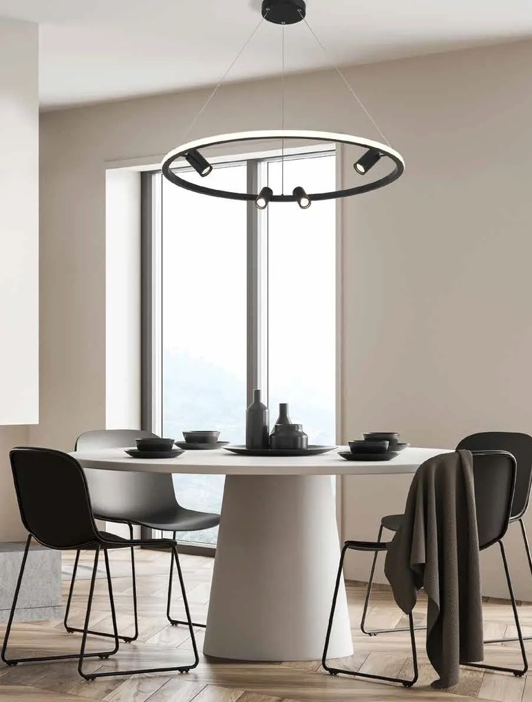Lustra LED dimabila design modern Rings D-79cm negru