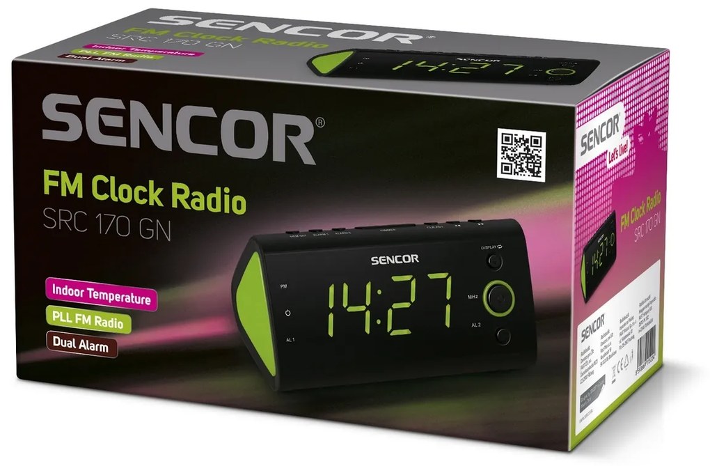 Ceas cu alarmă radio, Sencor SRC 170 GN  verde