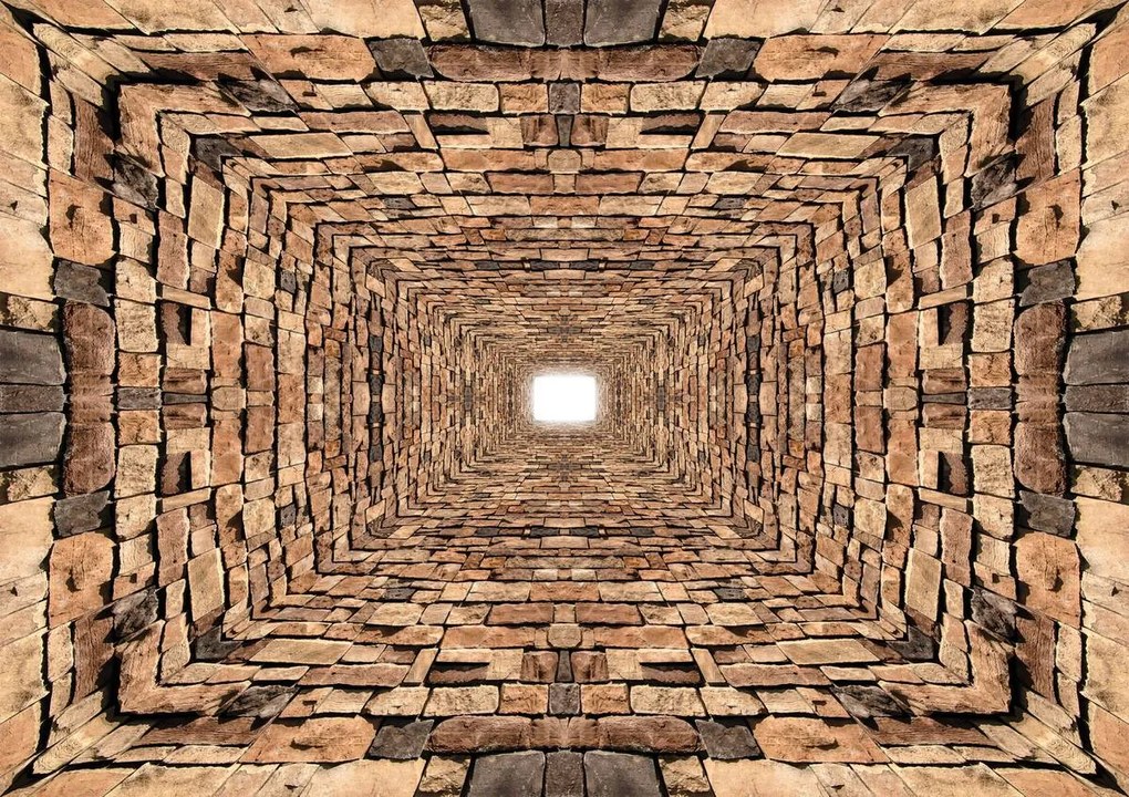 Fototapet - 3D - Tunel din pietre (152,5x104 cm)