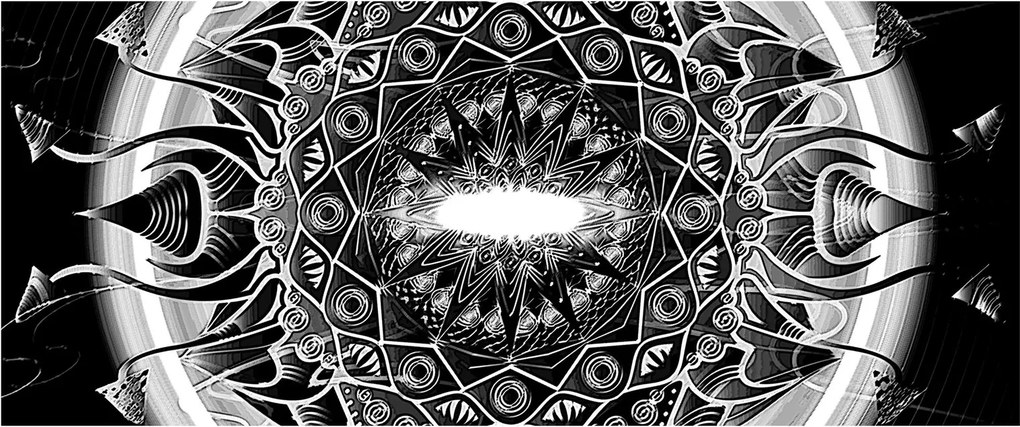 Tablou cu ornamente alb negre (120x50 cm)