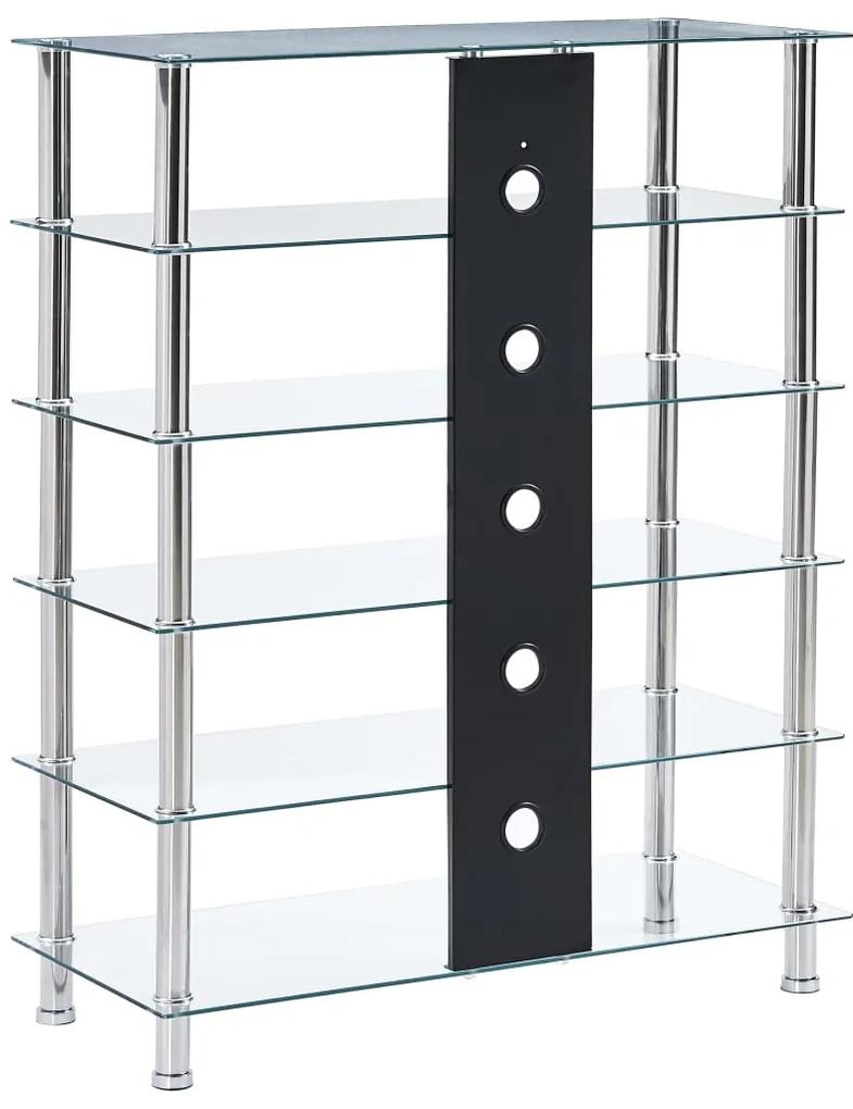 Comoda HiFi, transparent, 90 x 40 x 113 cm, sticla securizata 1, Transparent