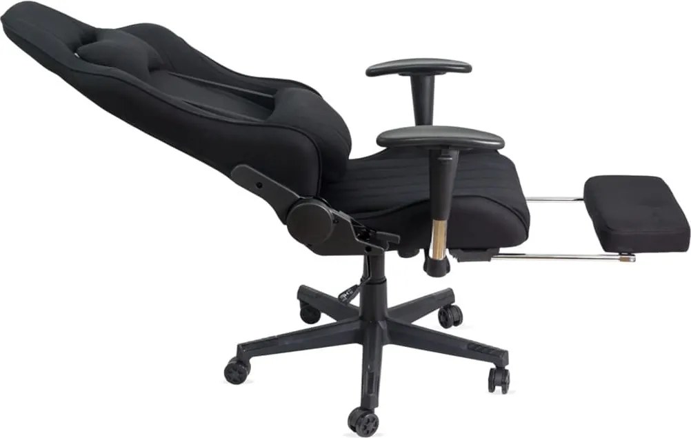 Scaun gaming negru din stofa, reglabil si modern OFF 296