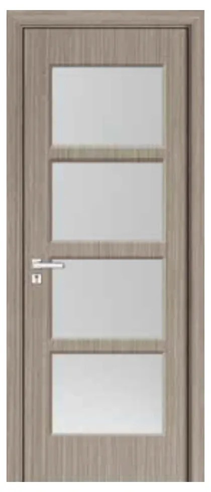Usa Interior din MDF Novo Doors ND317, Cadru din Lemn Masiv, Geam Sablat, KIT COMPLET, Toc , Manere si balamale incluse (Culoare: Stejar Auriu, Toc: