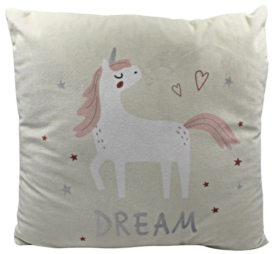 Pernuță unicorn culoarea bej 40x40 cm