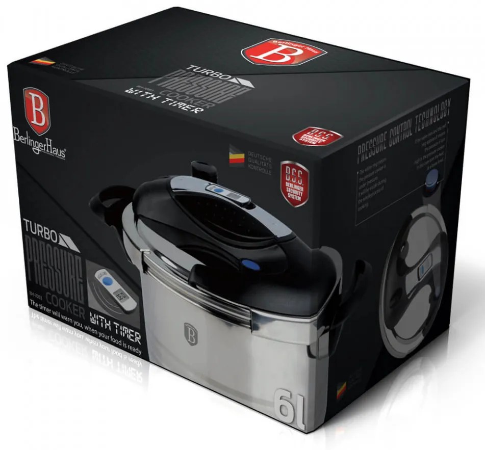 Oala sub presiune cu timer din otel inoxidabil 6 Litri Turbo Berlinger Haus BH 1083