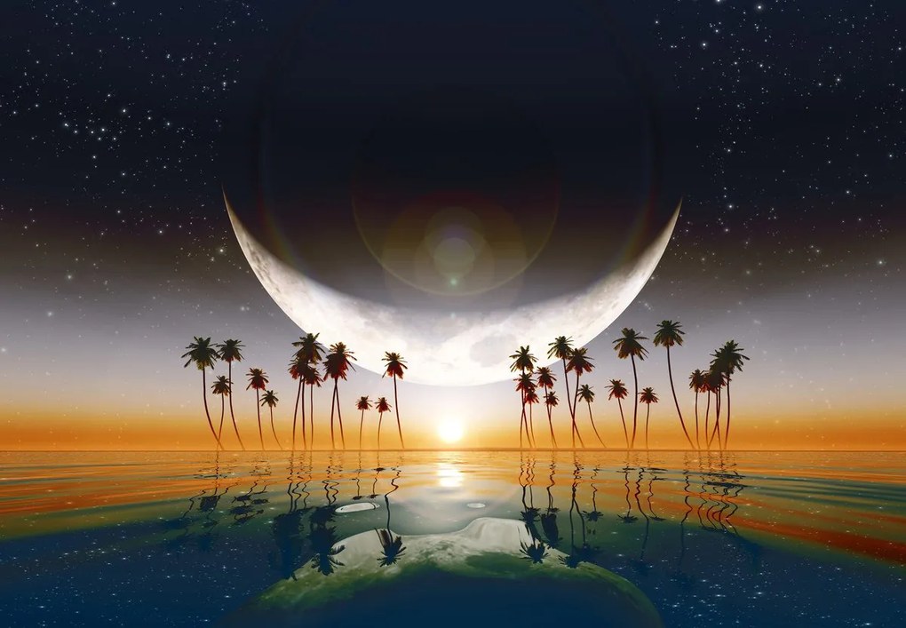 Fototapet - Luna deasupra apei (147x102 cm)