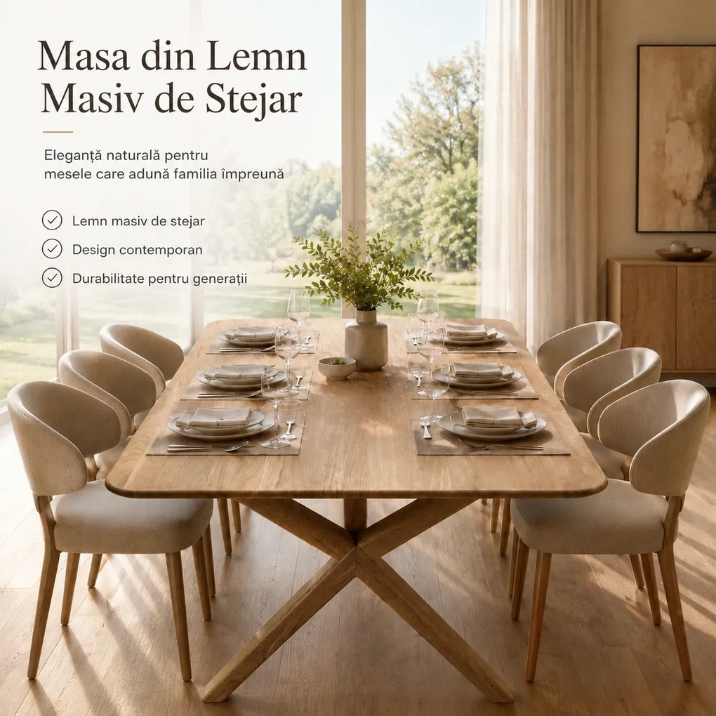Masa Dining din Lemn Masiv de Stejar - Valmond