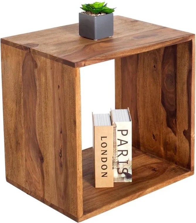 Set de 2 masute/ rafturi din lemn de trandafir Makassar II 45cm A-35862 VC