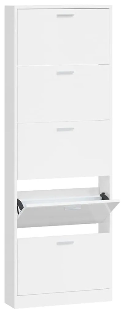 342514 vidaXL Pantofar, alb extralucios, 59x17x169 cm, lemn compozit