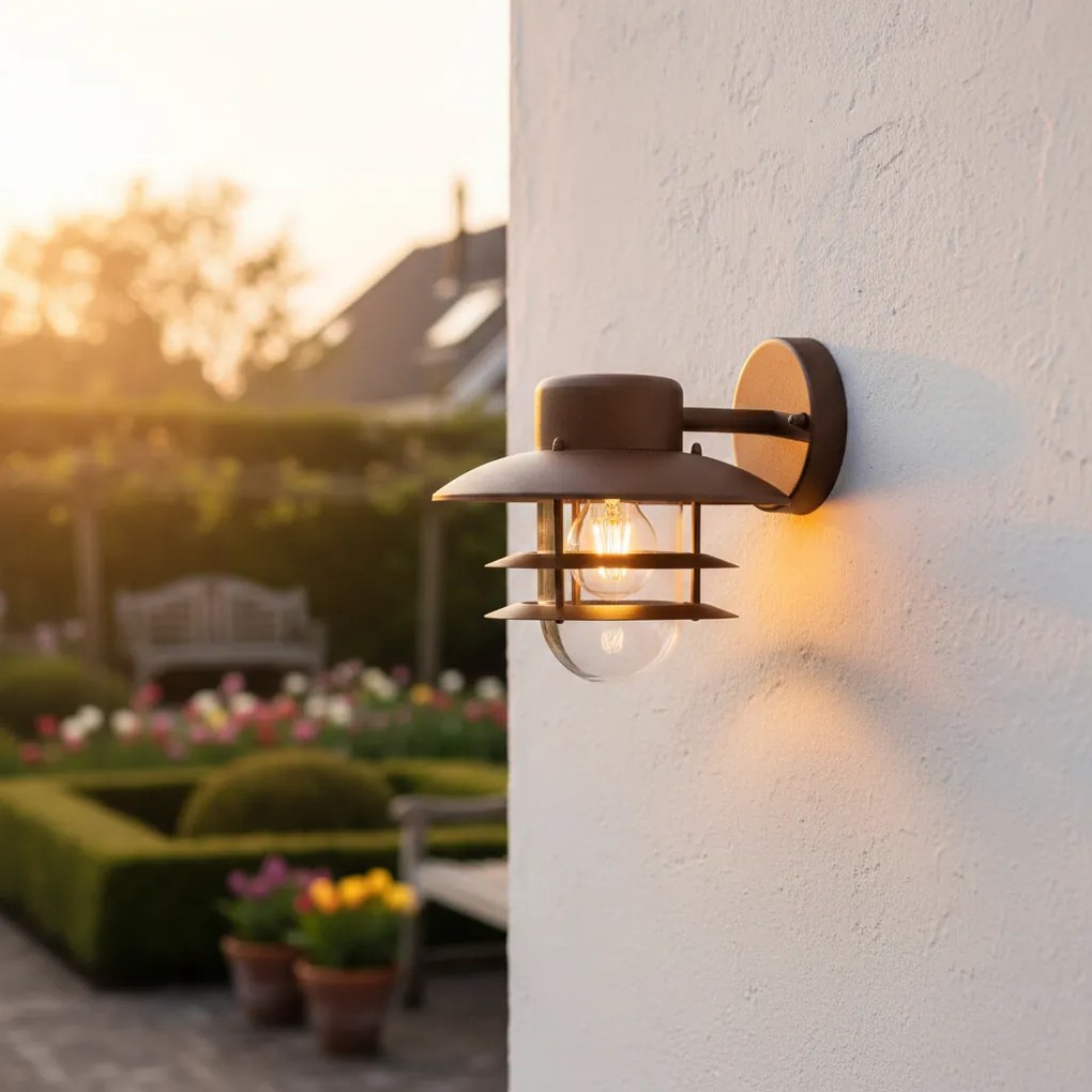 Aplică de perete industrială maro ruginiu IP44 - Shell