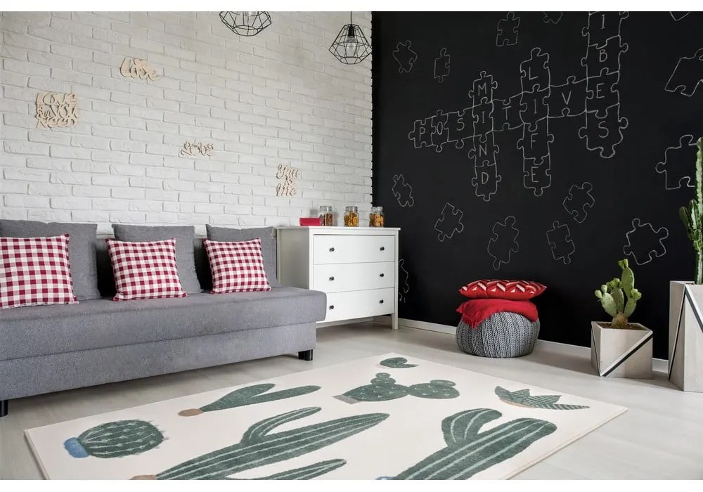 Covor pentru copii verde-fildeș 80x150 cm Cacto Malachite – FD