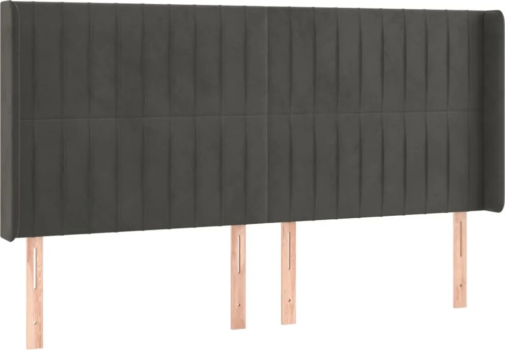 vidaXL Tăblie de pat cu aripioare gri închis 163x16x118/128 cm catifea
