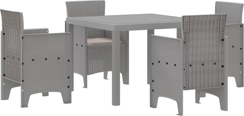 vidaXL Set de masă pentru grădină 5 pcs Gri deschis Polipropilenă