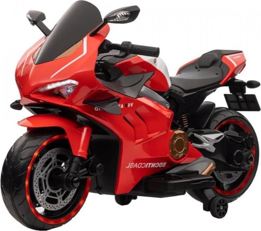 Motocicleta Electrica cu Acumulator Pentru Copii NOVOKIDS™ Super Rider GP , 12V ,3-7 ani ,Max 30 kg , Cu Sunete si Lumini LED ,USB si Bluetooth ,Roti