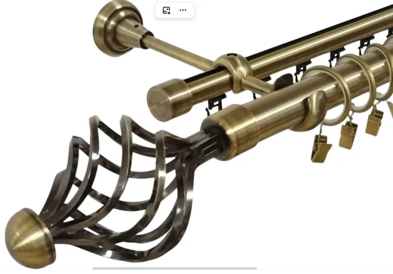 Galerie dubla navona , teava neteda si profil,grosime 25 si 19mm, aur antic (Alege marime: 120 cm)