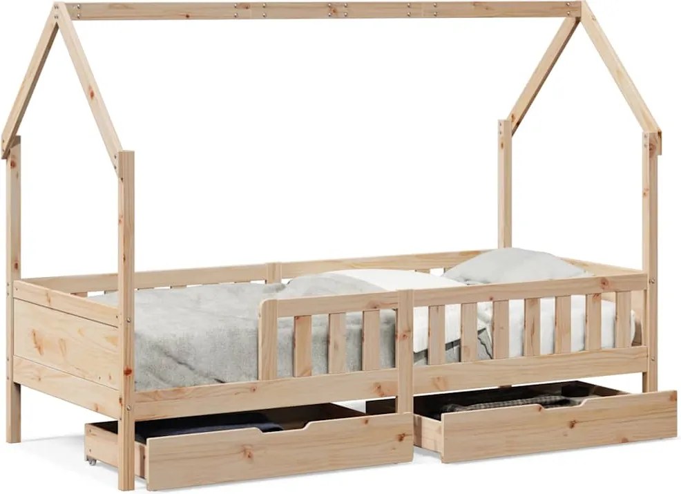vidaXL Cadru pat copii cu sertare, 80x200 cm, lemn masiv de pin