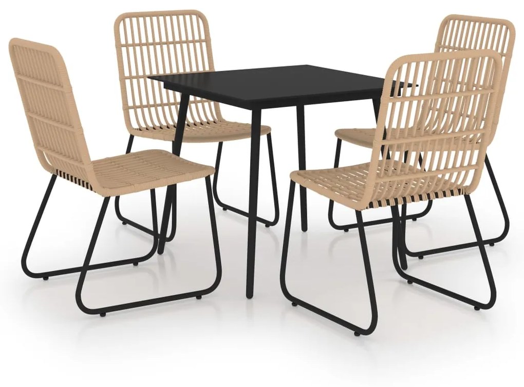 3060232 vidaXL Set mobilier de exterior, 5 piese, poliratan și sticlă