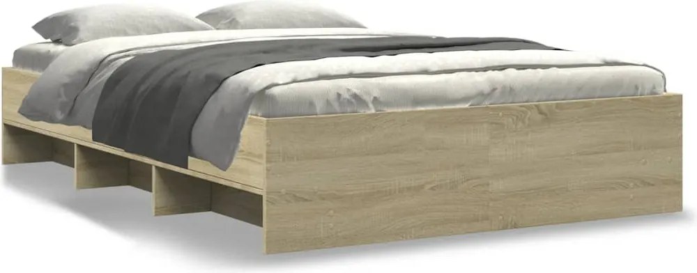 vidaXL Cadru pat fără saltea stejar sonoma 120x200 cm, lemn prelucrat
