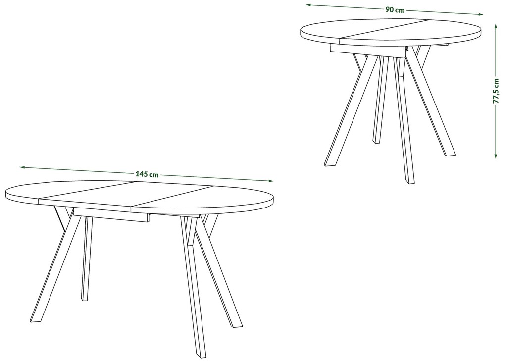 Mazzoni ALDO Stejar Artisan/picioare bej - MASĂ ROTUNDĂ EXTENSIBILĂ CU PICIOARE ÎN FORMĂ DE "Y" STIL LOFT PENTRU SALON/SUFRAGERIE