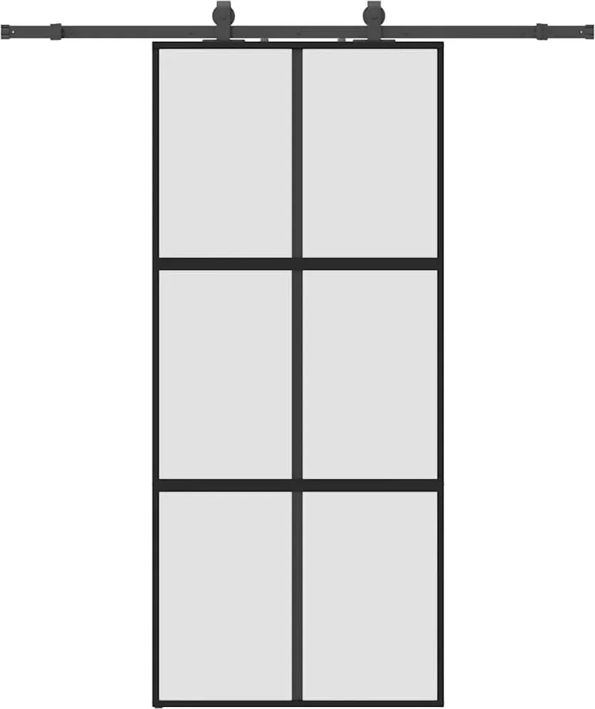 vidaXL Ușă glisantă cu set feronerie neagră 90x205cm sticlă securizată