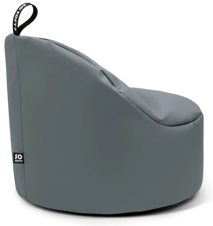 Fotoliu bean bag gri cu tapițerie din imitație de piele Round XL – So Soft?