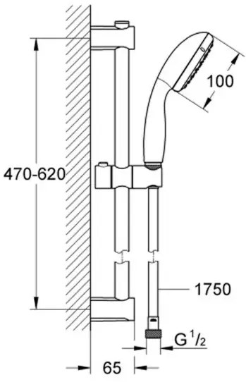 Set de dus cu bara Grohe Vitalio Start 100 negru mat 2 tipuri de jet