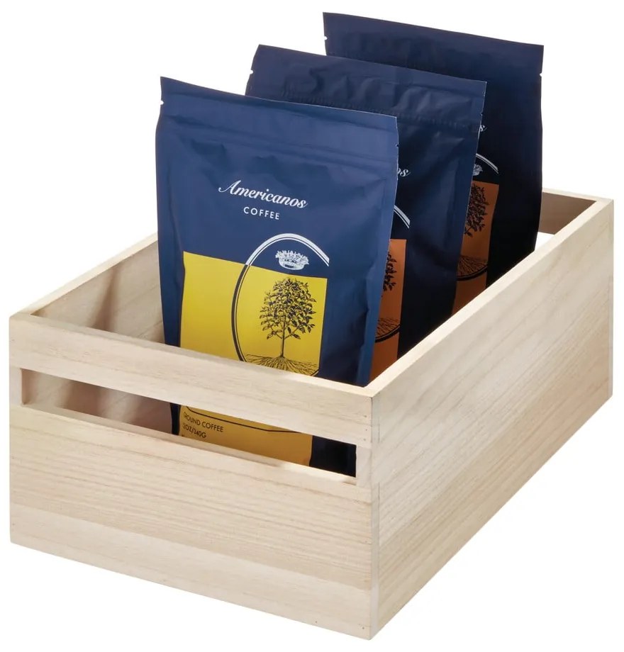 Cutie depozitare din lemn paulownia iDesign Eco Handled, 25,4 x 38 cm