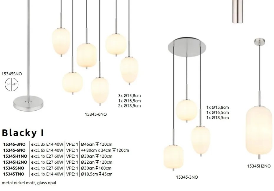 Lampadar, lampa de podea design modern Blacky I nichel
