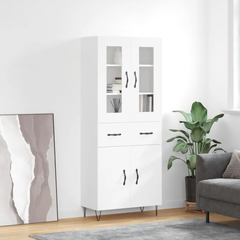 3198561 vidaXL Dulap înalt, alb, 69,5x34x180 cm, lemn compozit