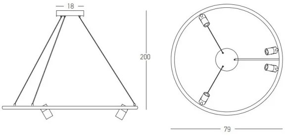 Lustră LED pe cablu dimabilă LED/59W/230V d. 79 cm negru Zambelis 22013