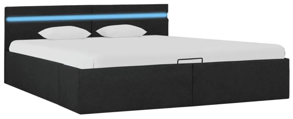285605 vidaXL Cadru pat hidraulic cu LED, gri închis, 180x200 cm, textil