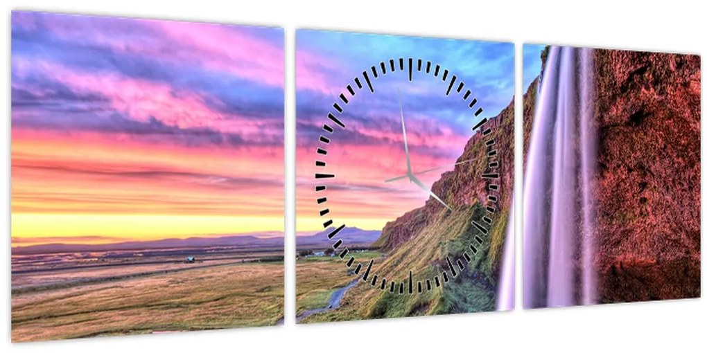 Tablou - Cascada Seljalandsfoss (cu ceas) (90x30 cm)