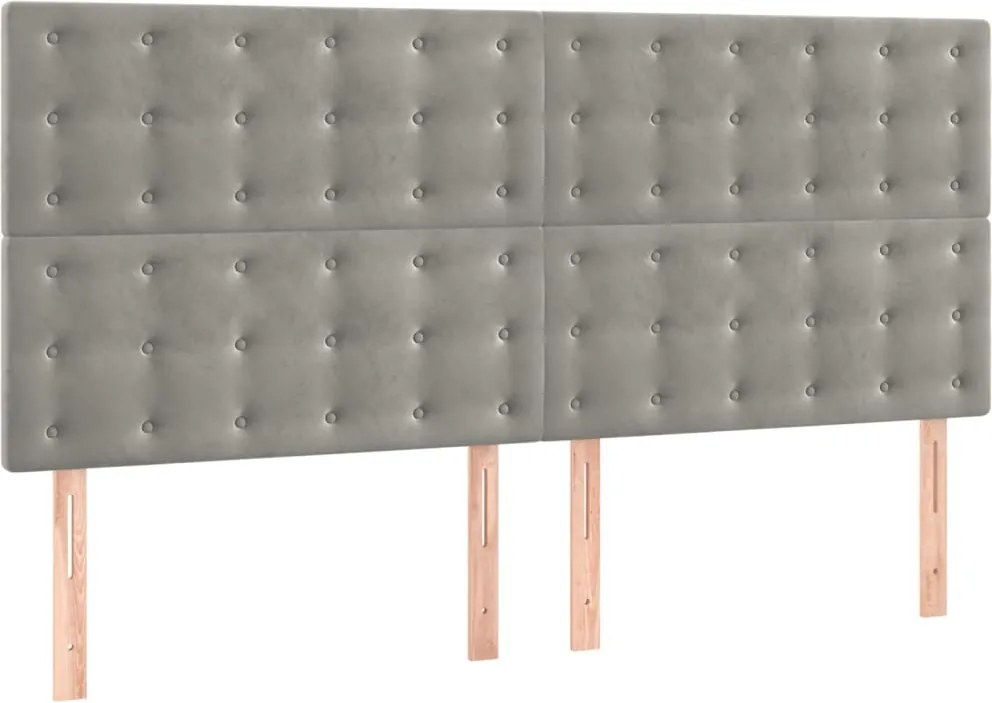 vidaXL Tăblie de pat gri deschis 180x5x118/128 cm catifea